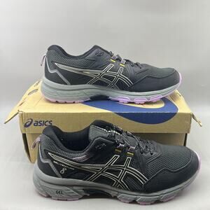 Asics Gel-Venture 8 Trail Running Shoes Women Size 9 Wide Black Purple Sneakers